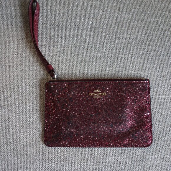 Coach Oxblood  Star Glitter F22705 small wristlet and 90's INC leather clutch - Picture 4 of 14
